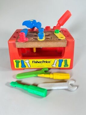 Vintage Fisher Price Workbench 927 Tool Set Toy Gift for Toddler
